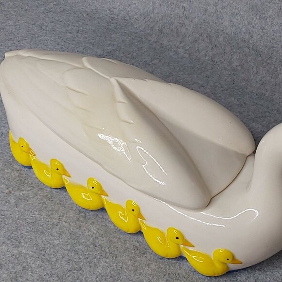 Vintage 1985 Ceramic Duck & Ducklings Candy Treat Dish with Lid Hand Painted - Picture 7 of 14